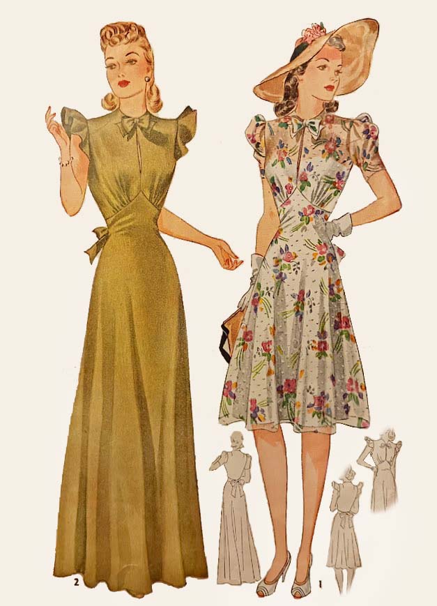 1940s Style Keyhole Neck Pointed Raised Midriff Dress Custom Made in Your Size From a Vintage Pattern 1941