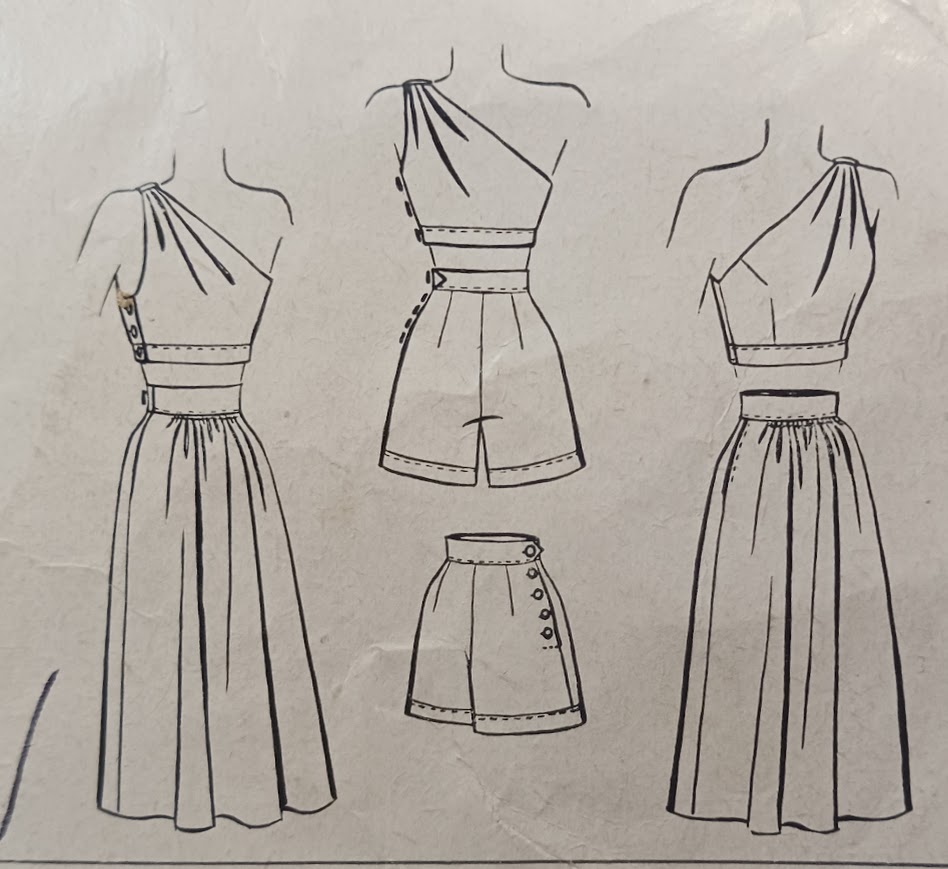 1940s Style Cute Summer 3pc Separates Crop Top, Shorts and Gathered Skirt Custom Made in Your Size From a Vintage Pattern 1947