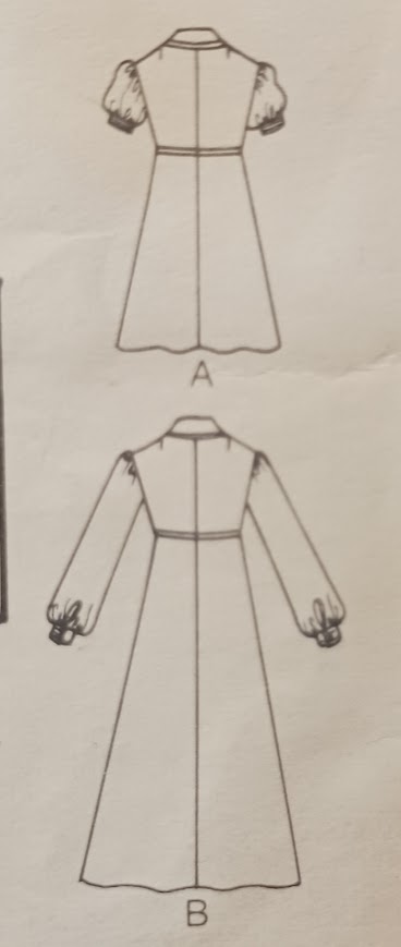 1970s Style Button Up Daggar Collar Dress with Puffed Sleeves Custom Made in Your Size From a Vintage Pattern 1972