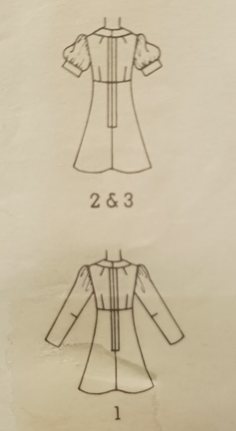 1970s Style Wide V Neck Puffed Sleeve Mini Dress Custom Made in Your Size From a Vintage Pattern 1973