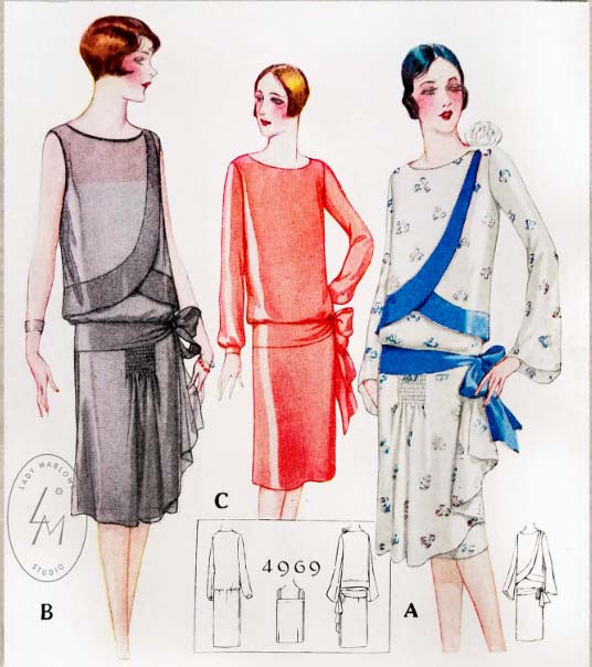 1920s Style Slip and Over Blouse Set with Decorative Bands Custom Made in Your Size From a Vintage Pattern 1927