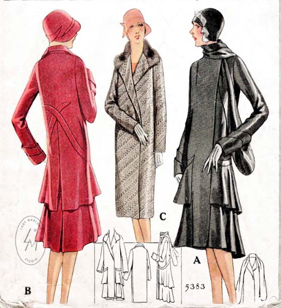 1920s Style Coat with Ruffle Flounce Hem Custom Made in Your Size From a Vintage Pattern 1928
