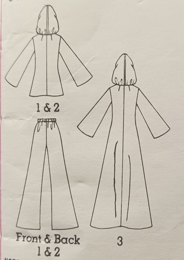 1970s Style Bell Sleeve Hooded Caftan Dress or Blouse and Bell Bottom Pants Custom Made in Your Size From a Vintage Pattern 1975