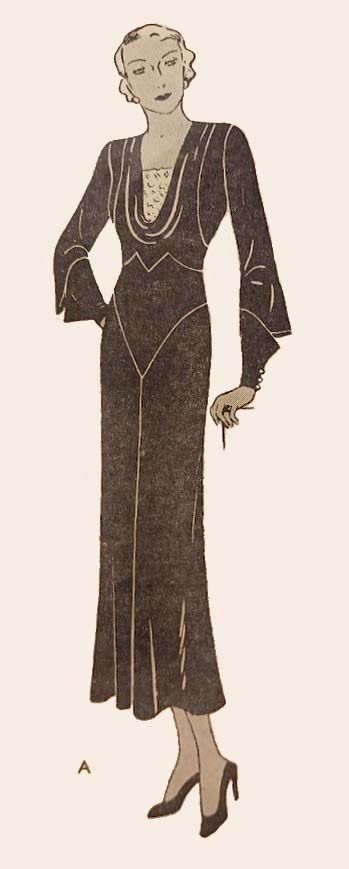1930s Style Deep Cowl Neck Dress with Shaped Hip Yoke Custom Made in Your Size From a Vintage Pattern 1932