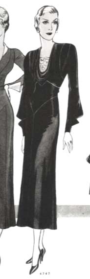 1930s Style Deep Cowl Neck Dress with Shaped Hip Yoke Custom Made in Your Size From a Vintage Pattern 1932