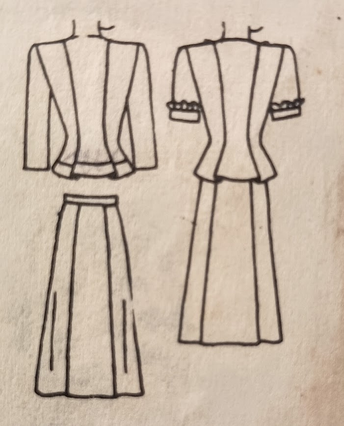 1940s Style 2pc Square Neck Button Up Blouse and Skirt Set Custom Made in Your Size From a Vintage Pattern 1944