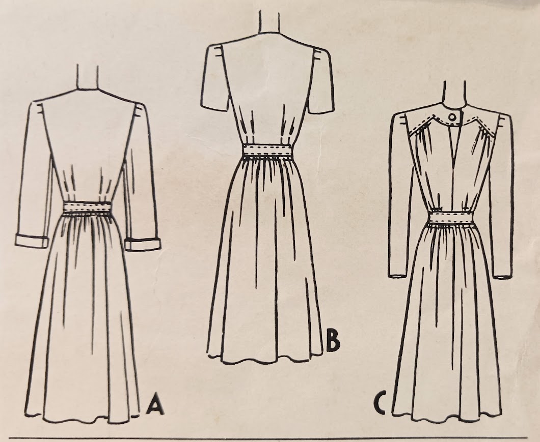 1940s Style Keyhole Neckline Dress with Gathered Skirt Custom Made in Your Size From a Vintage Pattern 1942