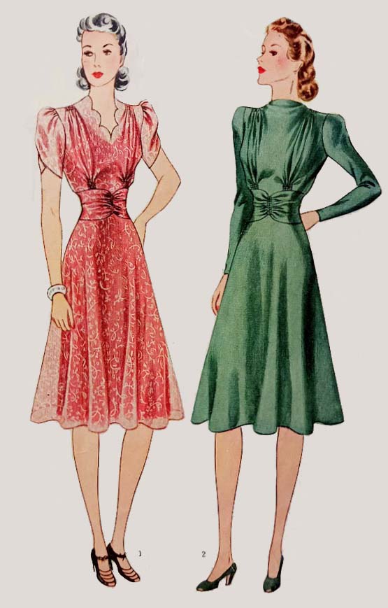 1940s Style Raised Cowl or Sweetheart Neckline Dress with Gathered Midriff Custom Made in Your Size From a Vintage Pattern 1940