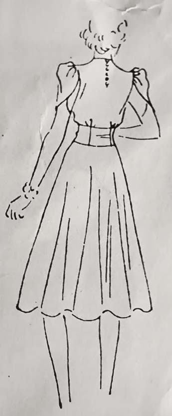 1940s Style Raised Cowl or Sweetheart Neckline Dress with Gathered Midriff Custom Made in Your Size From a Vintage Pattern 1940