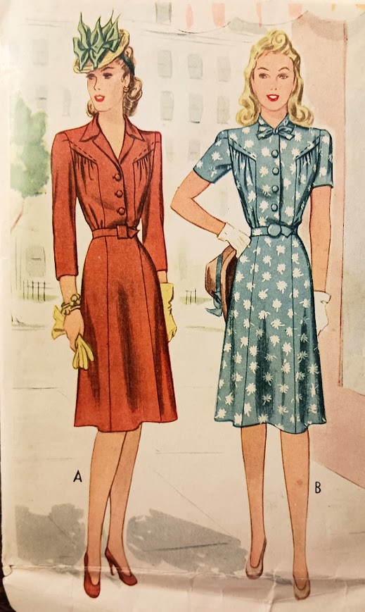 1940s Style Button Up Shirt Dress Custom Made in Your Size From a Vintage Pattern 1942