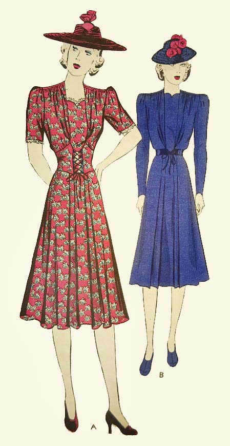 1930s Style Sweetheart Neckline Dress with Mock Corset Midriff Custom Made in Your Size From a Vintage Pattern 1939