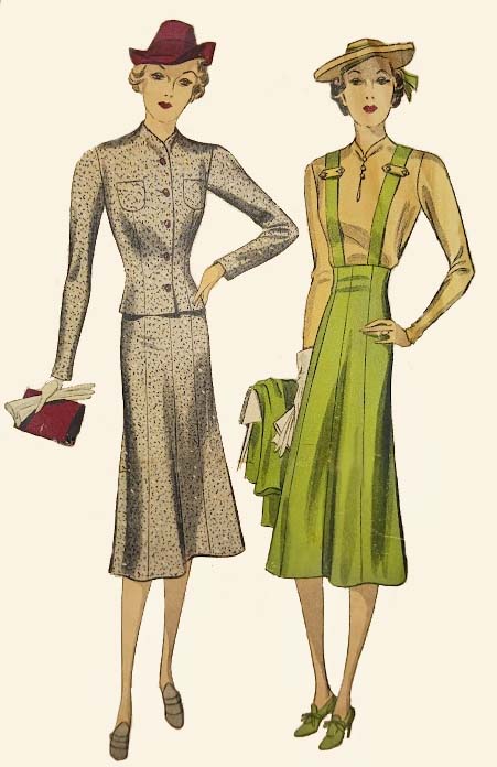 1930s Style 3pc Blouse, Jacket and Suspender Skirt Set Custom Made in Your Size From a Vintage Pattern 1938