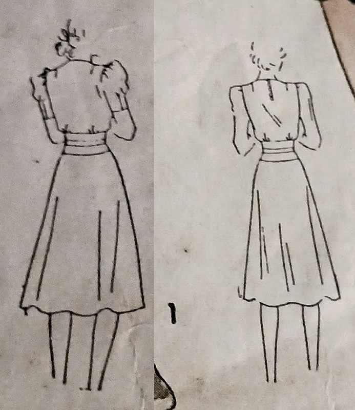 1940s Style Raised Neck or V Neck Wide Collar Dress with Pointed Midriff Custom Made in Your Size From a Vintage Pattern 1940