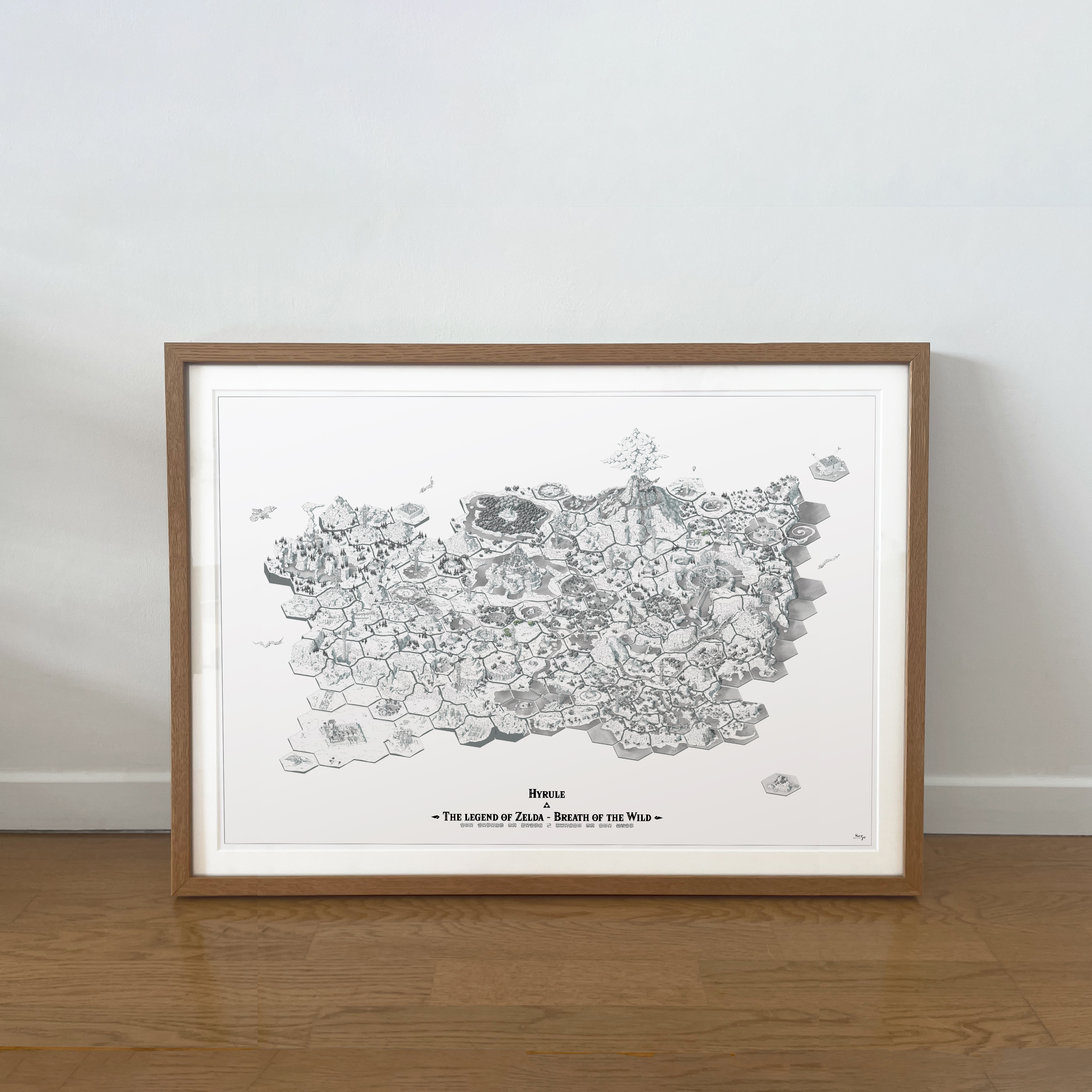 Carte Hyrule - Zelda Breath of the Wild - Monochrome