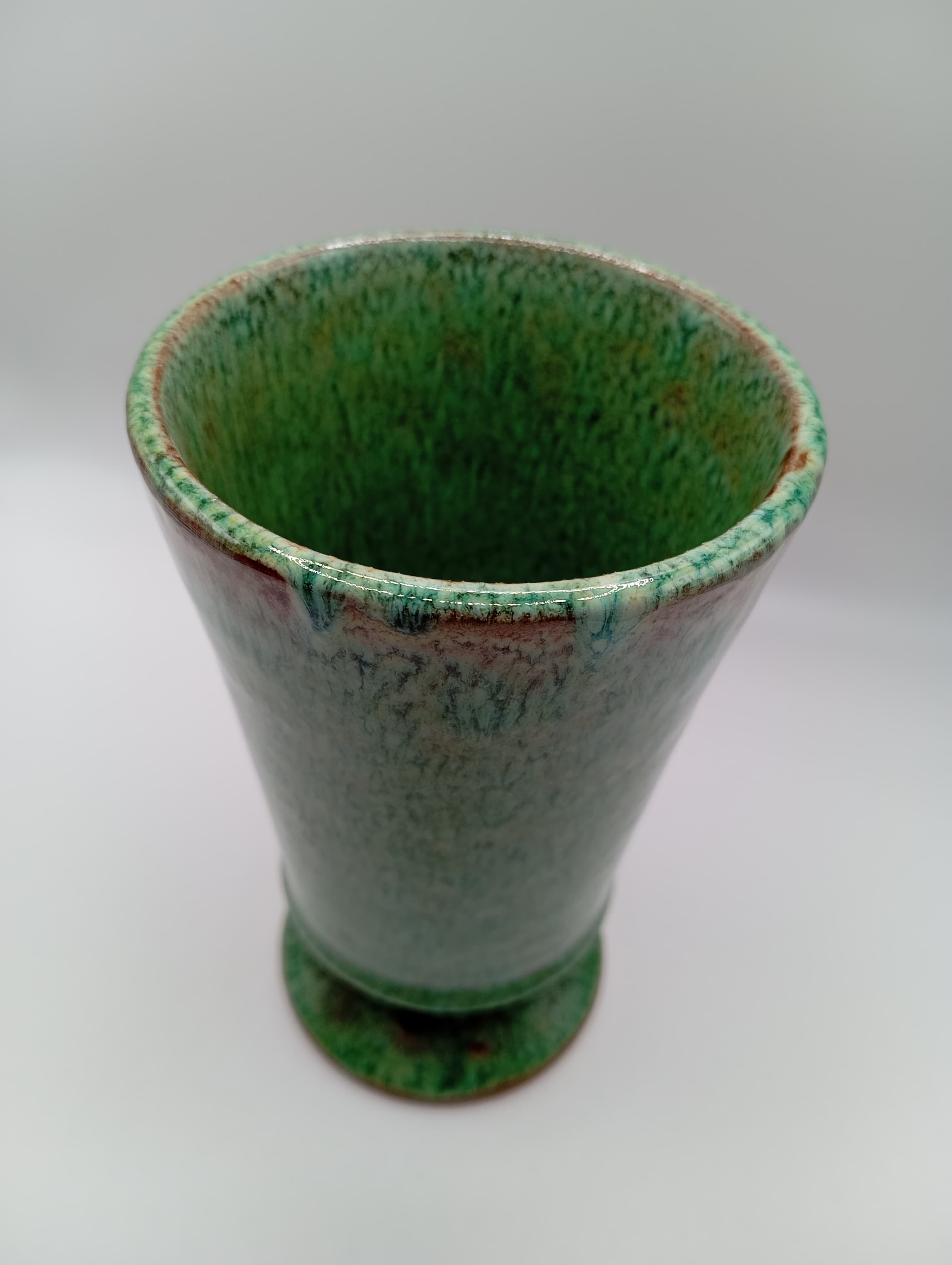 Green ceramic cup and plate set