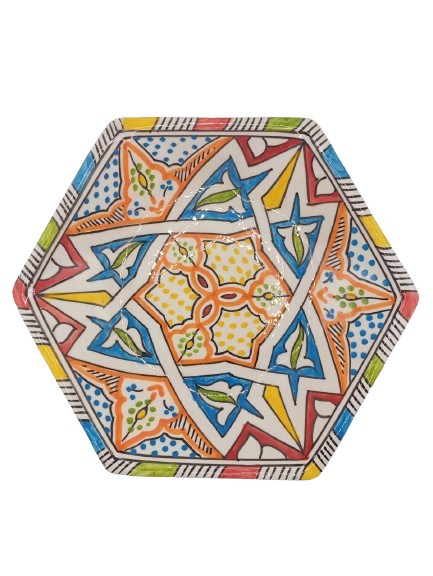 Hand-Painted Moroccan Hexagon Plate