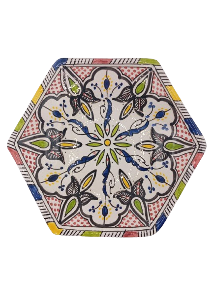 Hand-Painted Moroccan Hexagon Plate
