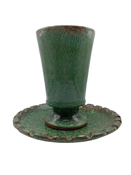 Green ceramic cup and plate set