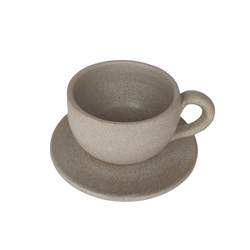 Ceramic coffee cup with matching saucer