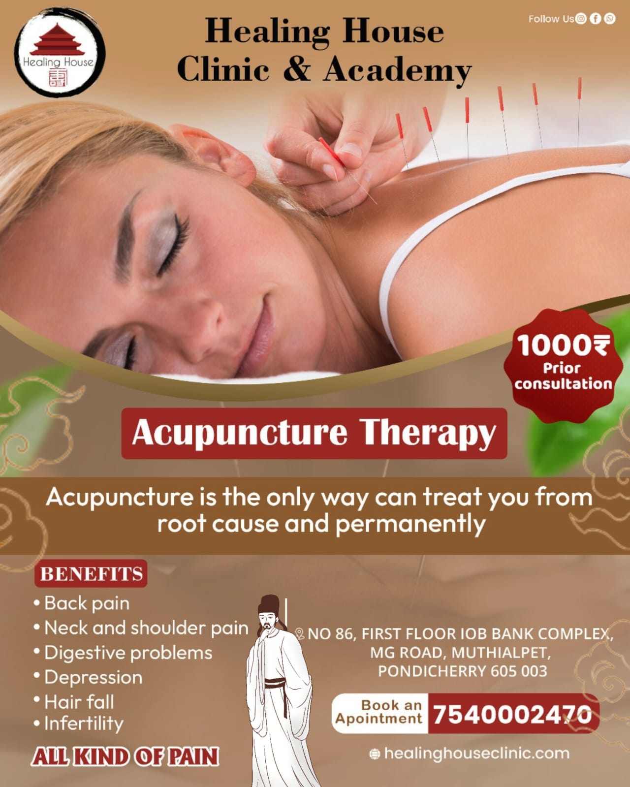 Acupuncture Treatment : Secure An Appointment by paying booking fee