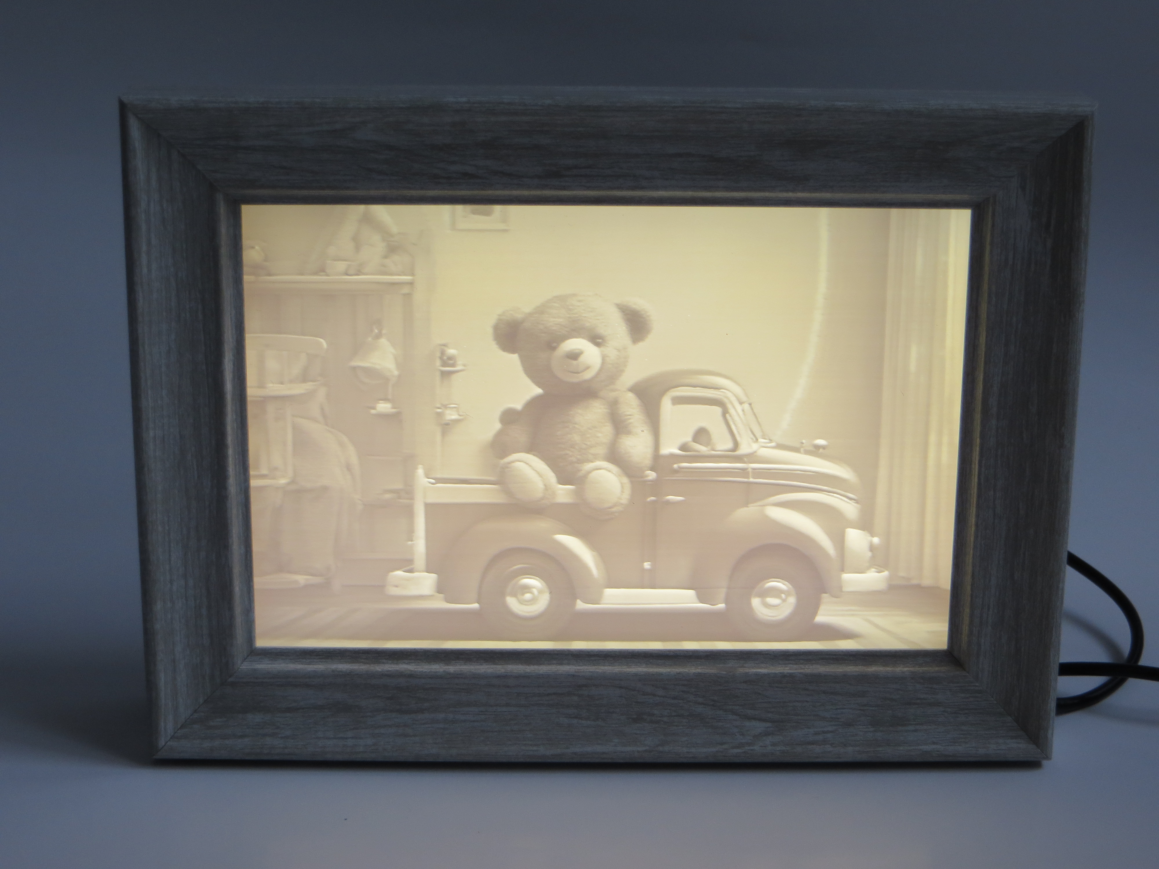 1 - Dim: 15x10cm - Pack Cadre rétroéclairé avec alimentions via prise USB 5V + 1 photo lithophanie monochrome de votre choix