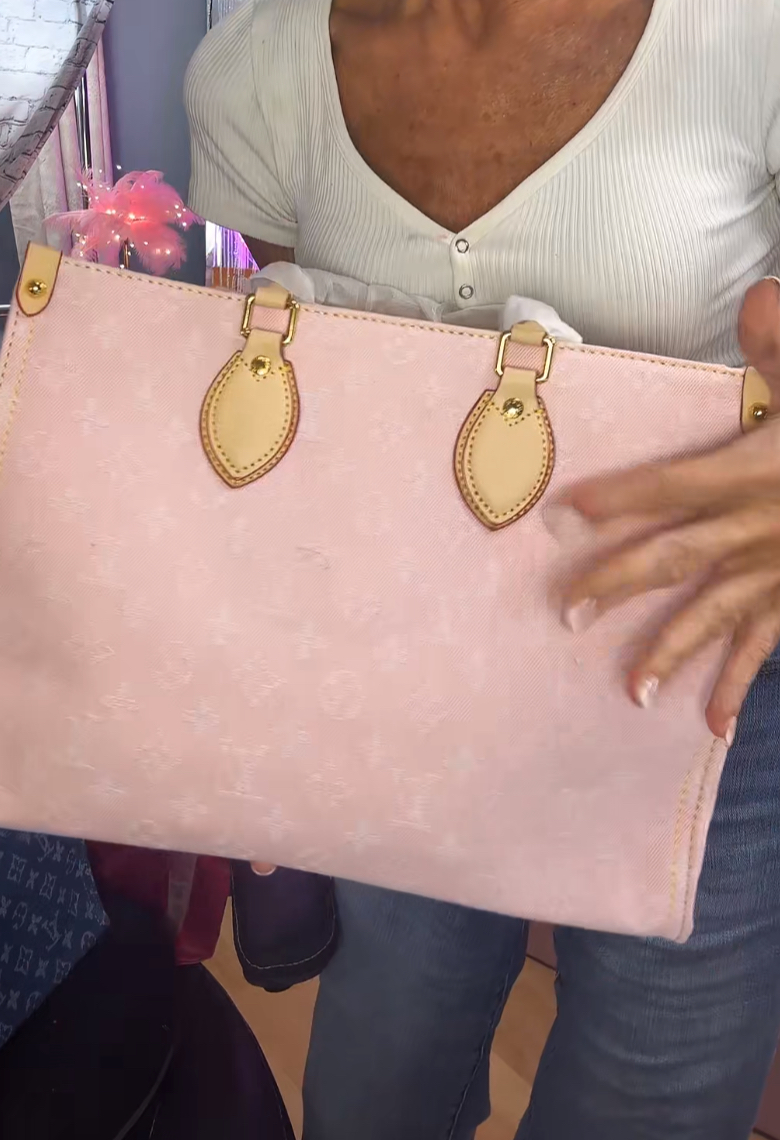 LULU PINK OR BLUE DENIM WANNA BE BAG 3 APPROX SIZE 13.5"X9.75"