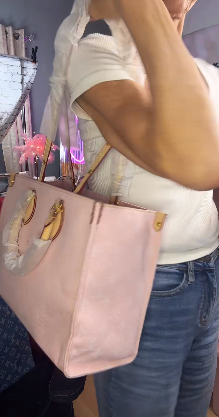 LULU PINK OR BLUE DENIM WANNA BE BAG 3 APPROX SIZE 13.5"X9.75"