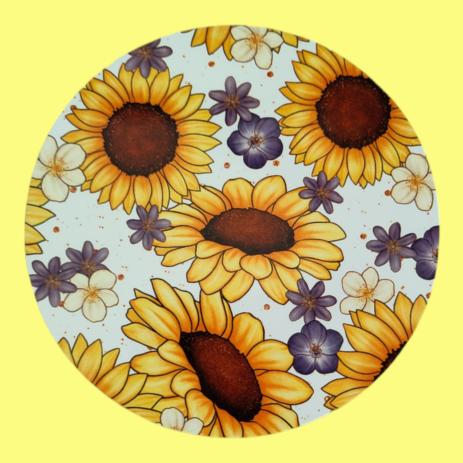 round cork backed coaster - Sunflowers
