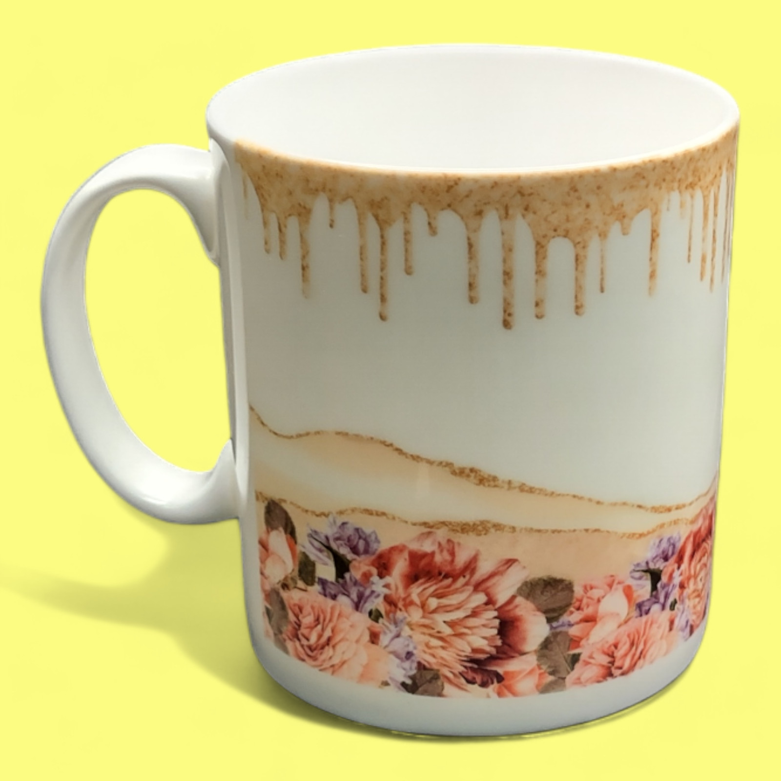 Mug - Flowers and gold drips