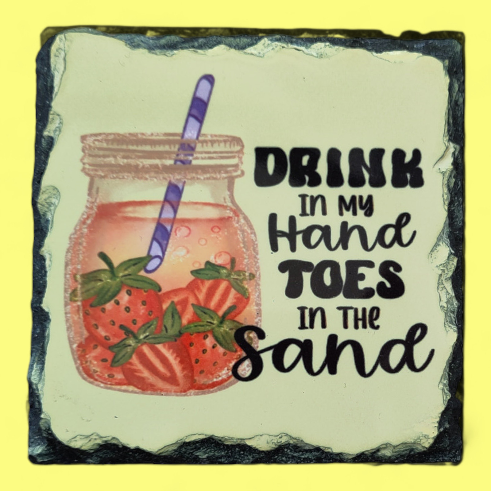 Square slate coaster - Summer Collection