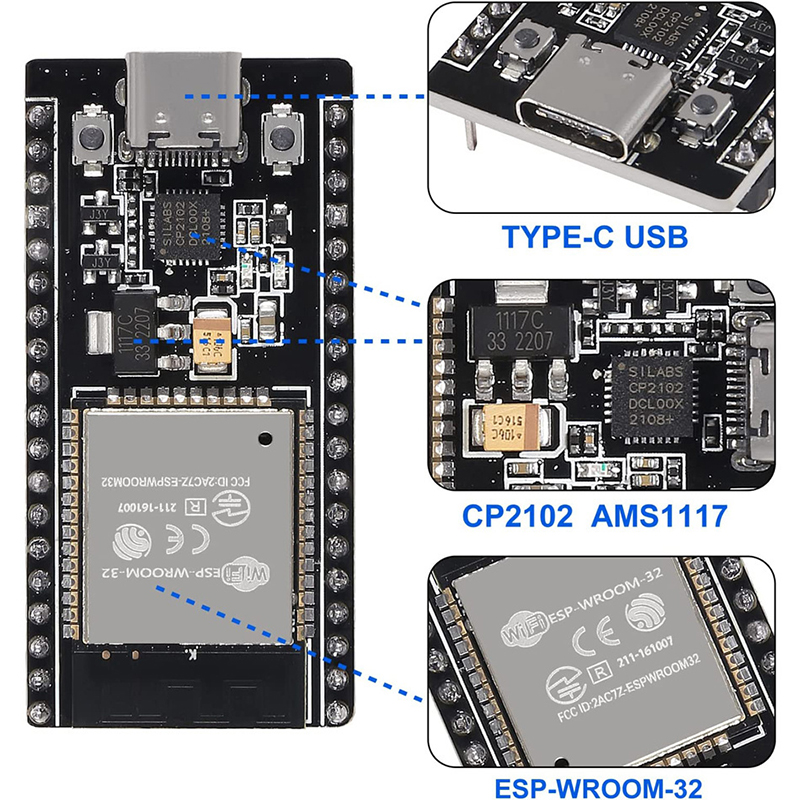 ESP32 38 pines CP2102 ESP-WROOM-32 Wifi Bluetooth Tipo C