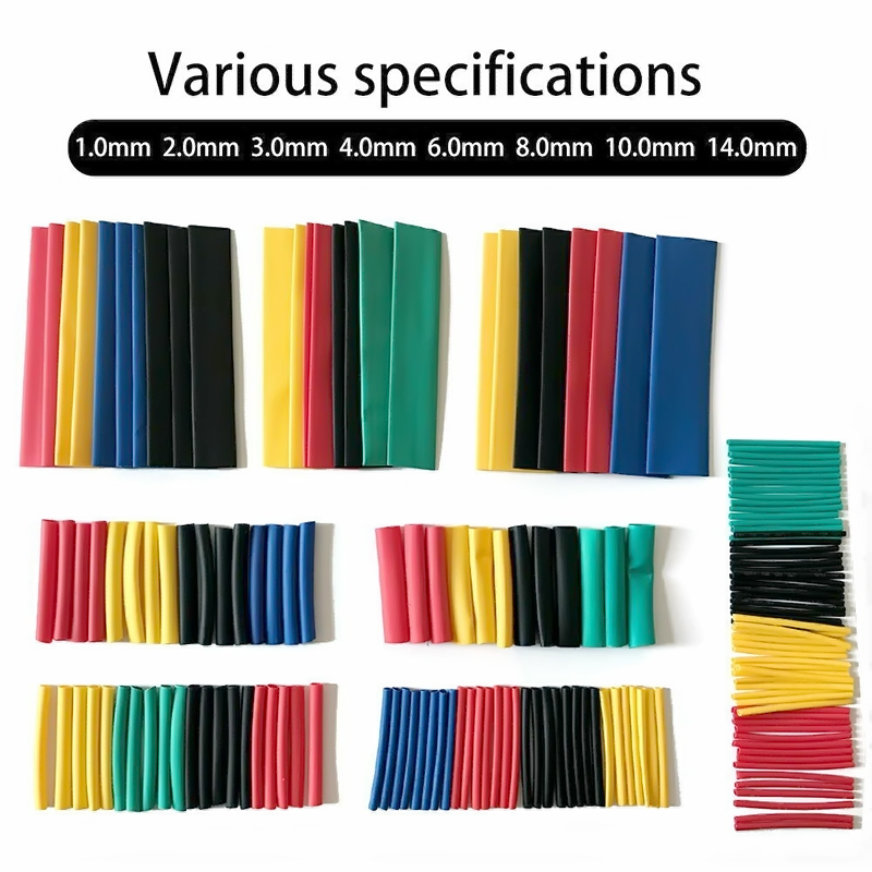 Pack de 164 piezas de espagueti termofungible varias medidas y colores
