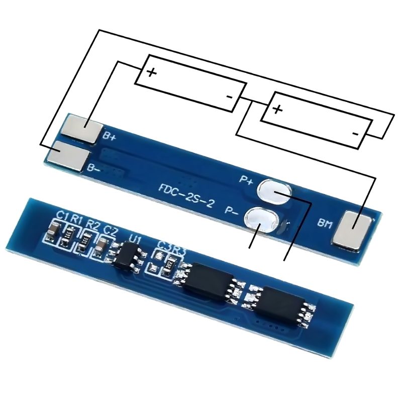 Módulo Placa de carga bateria Ion Litio BMS 2S 3A 18650