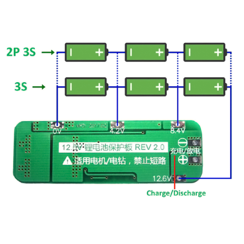 Módulo Placa de carga bateria Ion Litio BMS 3S 20A 18650