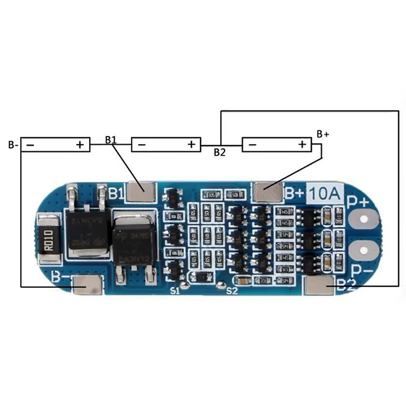 Módulo Placa de carga bateria Ion Litio BMS 3S 10A 18650