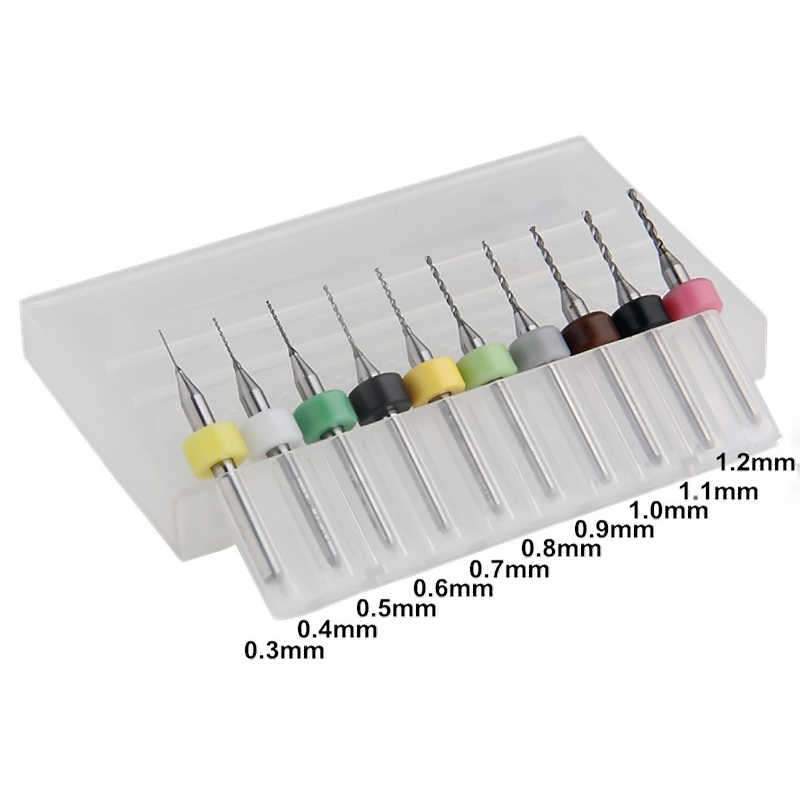 Caja de 10 brocas CNC PCB de 0.3mm hasta 1.2mm