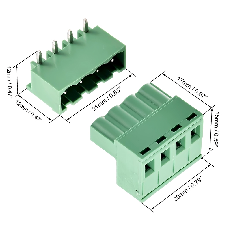 Pack x2 Terminales 90° KF-4P 4 Pines 300V 8A Terminal 