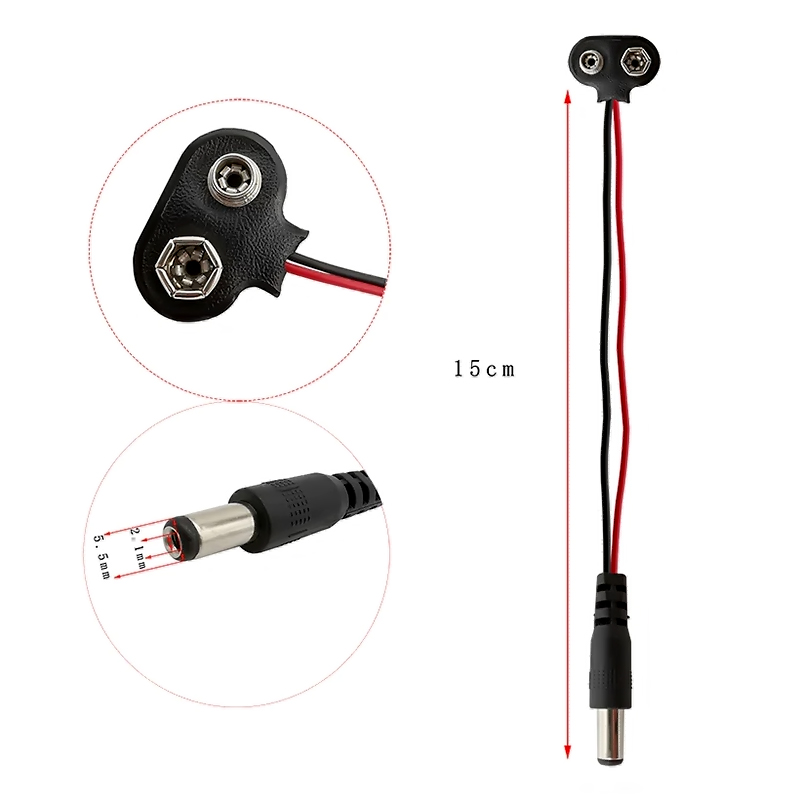 Pack x2 Broches conectores con plug para batería de 9V