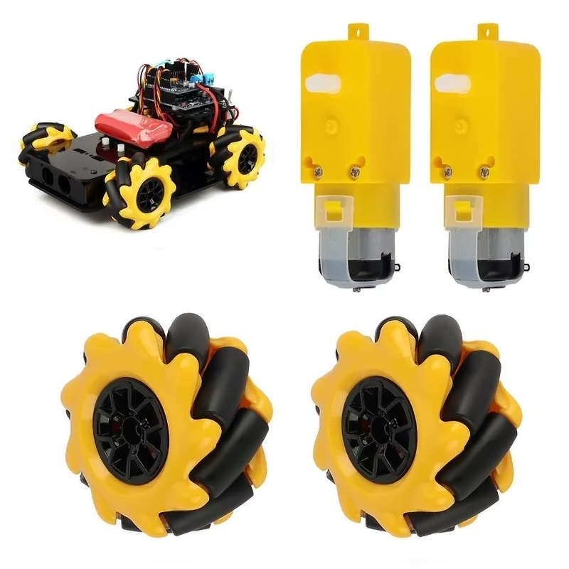 Pack x2 ruedas omni de 48mm omnidireccional llantas + 2 motorreductores 1:48 3-6V