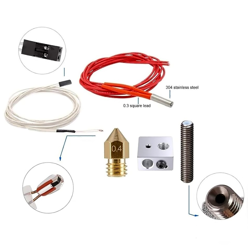 Garganta, boquilla y extrusor para MK8 0.4mm 1.75mm