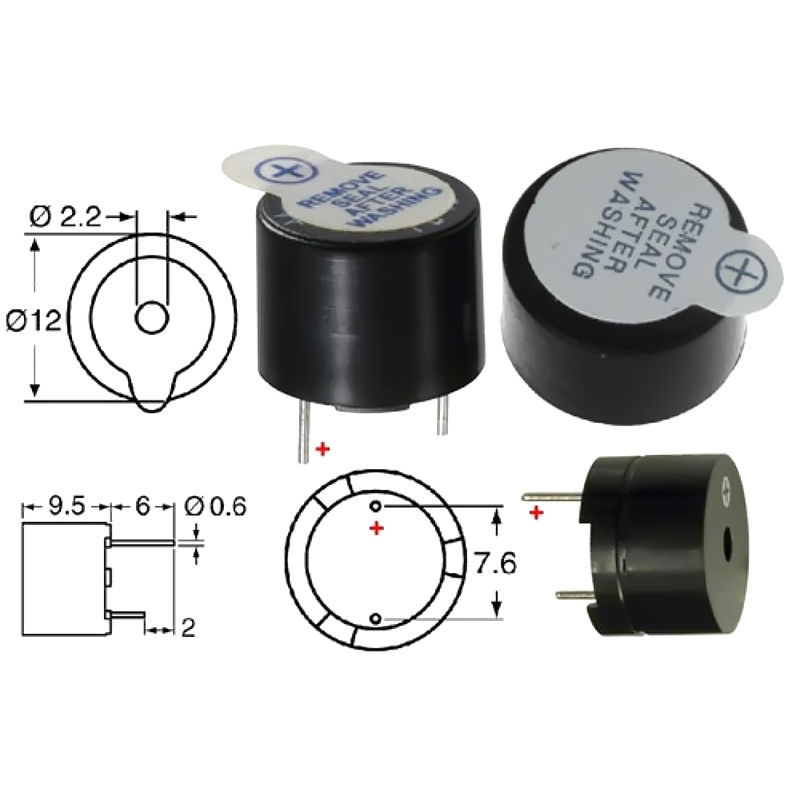 Pack x2 buzzer activos 5V para PCB