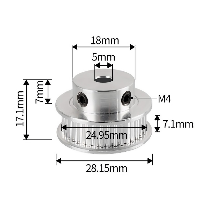Polea GT2 para correa de 6mm con 40 dientes y eje de 5mm