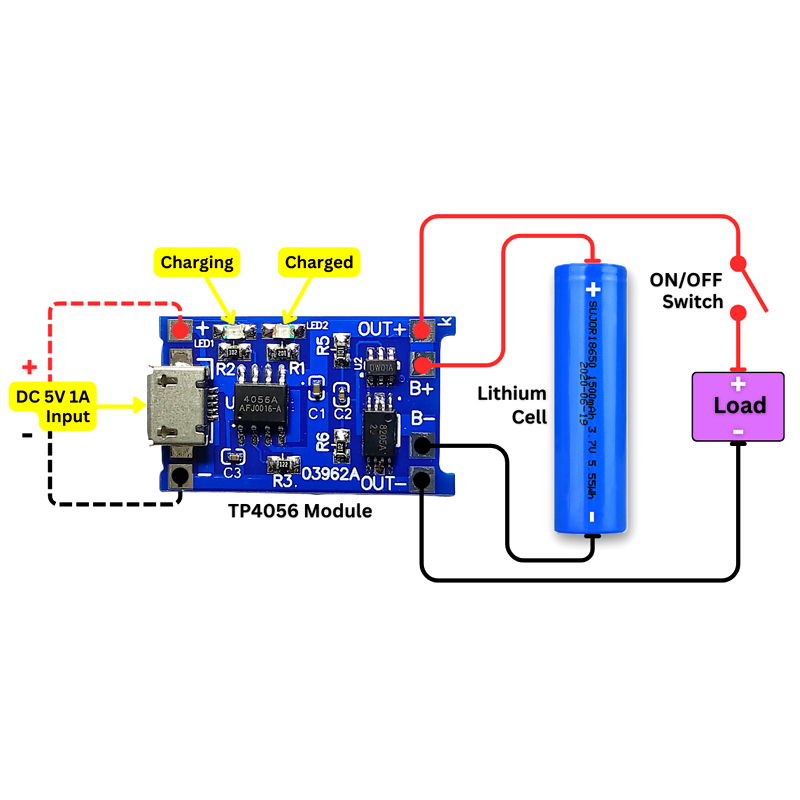 Módulo TP4056 con protección 18650 Li-on Lipo Usb 3.7V