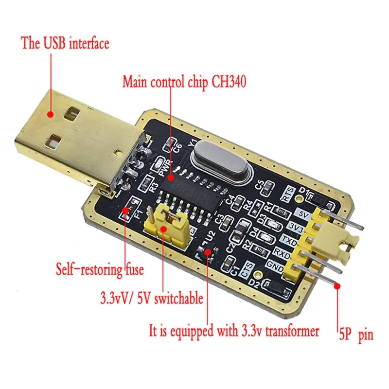 Módulo Conversor Adaptador Usb Ttl Ch340g 3.3v 5v Win10/11