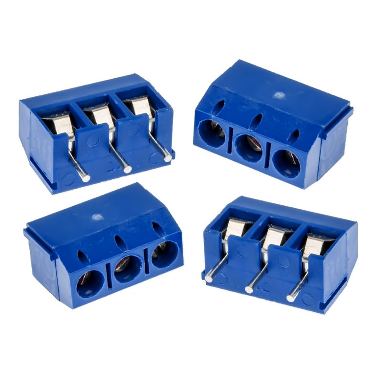 Pack x4 borneras 3 pines 3P azul 5.08mm 15A KF301-3P