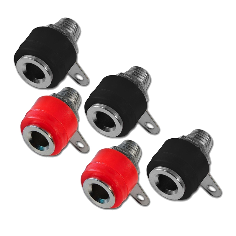 Pack x5 Jacks Conector Banana Hembra 4mm Plata