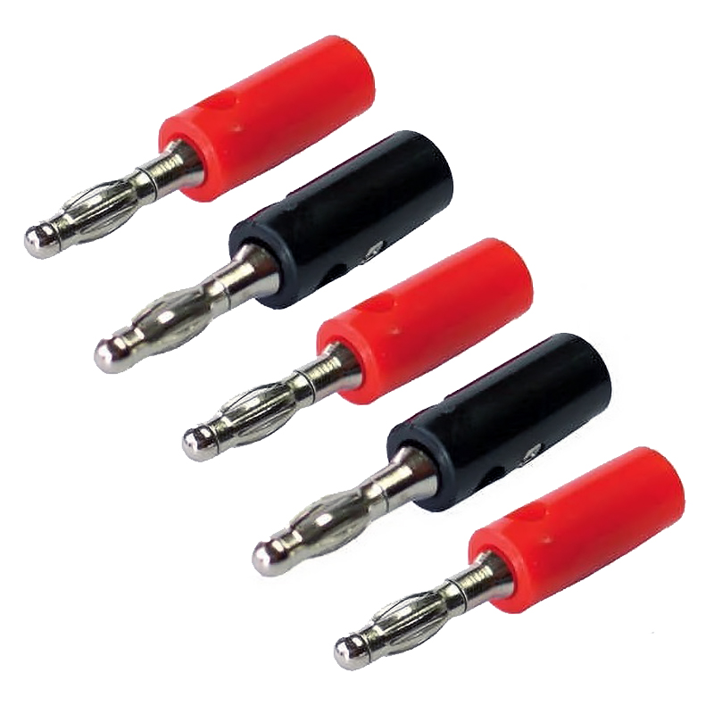 Pack x5 Plugs Conector Banana Macho 4mm Plata