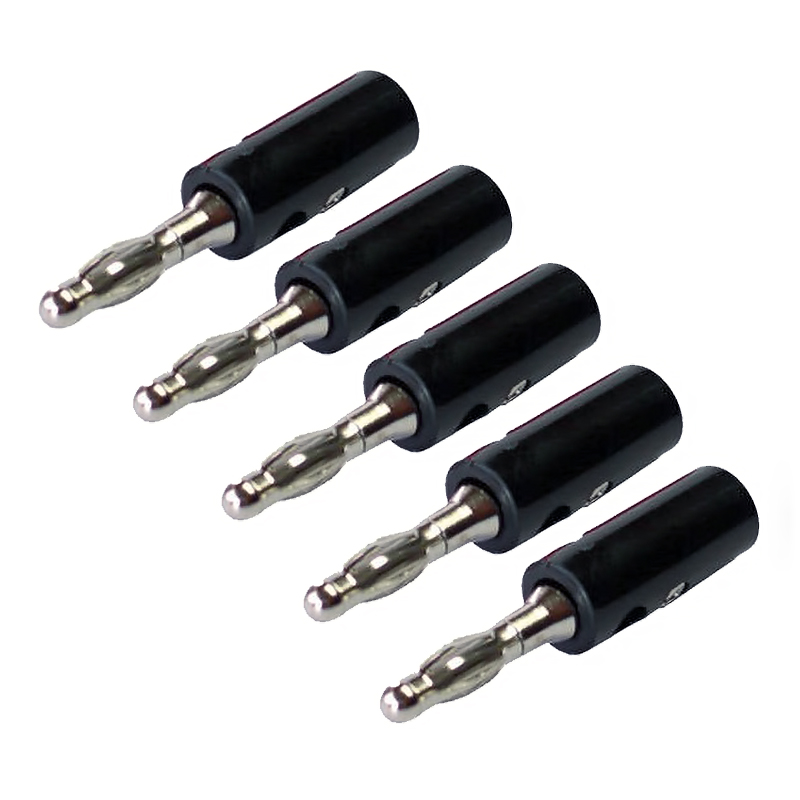 Pack x5 Plugs Conector Banana Macho 4mm Plata