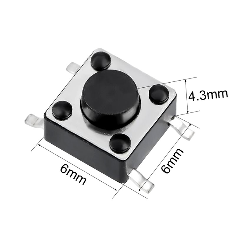 Pack x10 Switch Pulsador Redondo 4 pines 4P PCB SMD 6x6x4.3mm