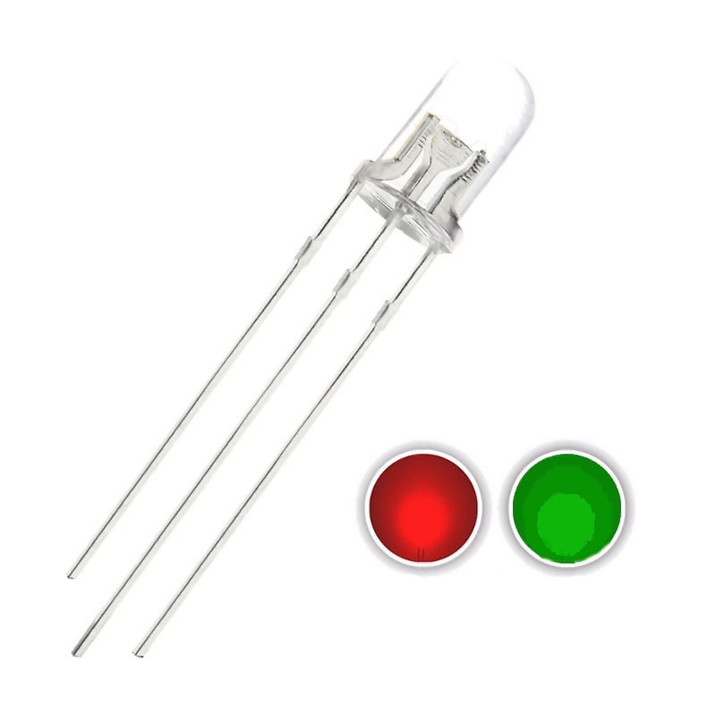 Pack x10 Led bicolor rojo verde 5mm ánodo común AC